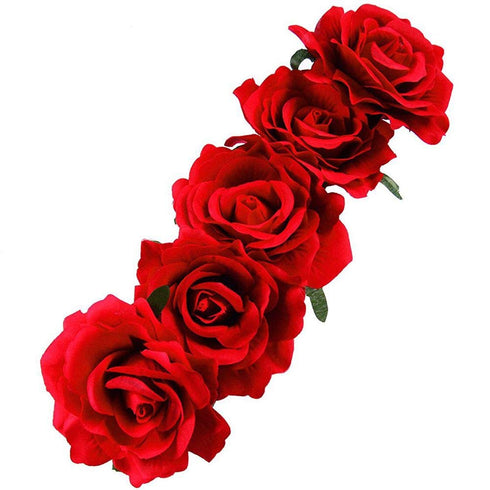 Tvoip Rose Floral Crown Garland Flower Headband Headpiece for Wedding Festival (Red)...