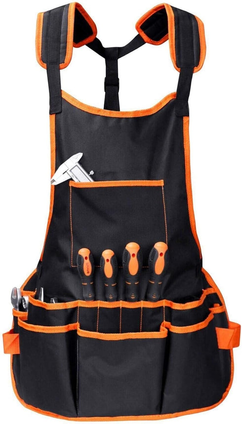 Woodworking Apron with 16 Pockets, Work Aprons, Cross-Back Straps Adjustable Size, Durable Canvas Construction, Reinforced Edges, Adjustable for M...