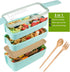 Iteryn Bento Box Lunch Box, 3-In-1 Compartment Lunch Containers - Wheat Straw, Leakproof Stackable Bento Lunch Box for Meal Prep...