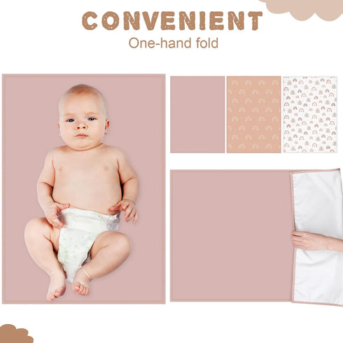 Geelin 3 Pcs PU Baby Diaper Changing Pad 20 x 28 Inches Foldable Portable Changing Mat Travel Waterproof Changing Pad Liner for Baby, Small Toddle...