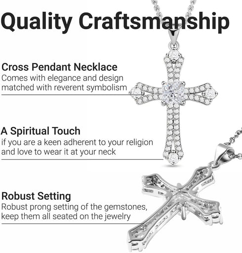 Shop LC Cross Necklace for Women White Cubic Zirconia Pendant Christian Jewelry Faith Religious Stainless Steel Size 20" Catholic Faith Christian ...