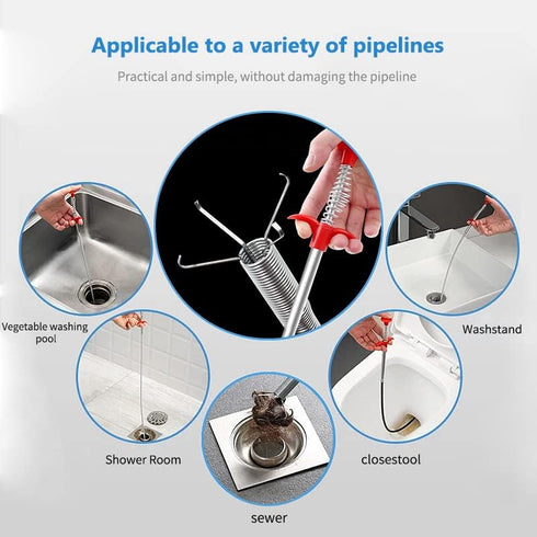 62"Drain Clog Remover Tool, Drain Cleaner Flexible Grabber Claw Reacher Tool with 4 Claws Bendable Hose Pick Up Reaching Assist Tool for Litter Pi...