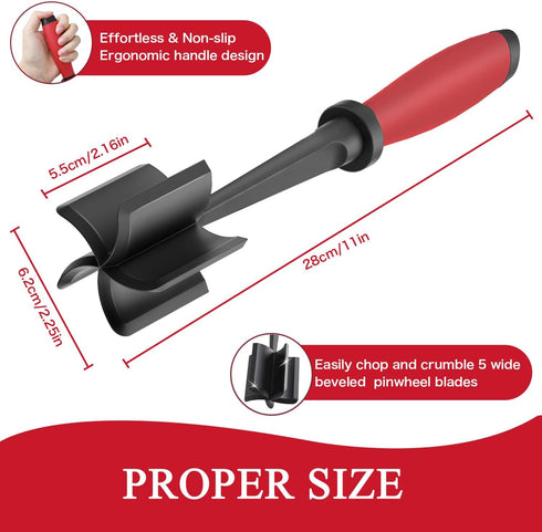 Meat Chopper, 5 Curve Blades Ground Beef Masher, Heat Resistant Meat Masher Tool for Hamburger Meat, Ground Beef, Turkey and More, Nylon Hamburger...