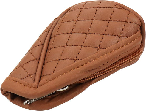 Leather Lattice Pattern Gear Shift Knob Cover, Auto Car Shift Knob Protective Sleeve Zipper Type (Brown)...