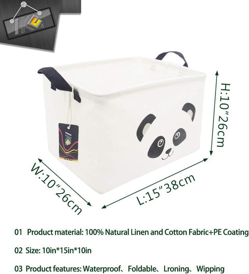 Rectangle Panda Storage Basket with Handles, Collapsible Storage Box,Cute Canvas Toy Bin for Pet/Kids,Gift Basket,Room Decor(PANDA)...
