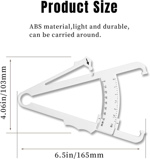 Body Fat Caliper with Body Fat Percentage Measure Chart for Accurately Measuring Body Fat (White)...