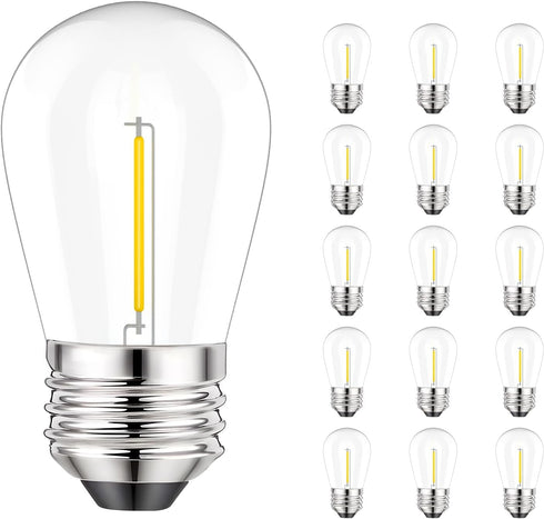 Svater S14 LED Bulbs for Outdoor String Light, E26 Base Shatterproof Replacement Bulbs, 1W Bulb Equal to 11W Incandescent, Dimmable, Waterproof, 2...