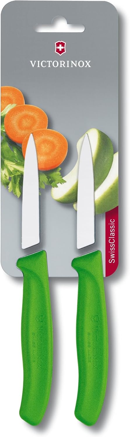 Victorinox Swiss Classic 2 Piece Paring Knife Set Straight Edge Pointed Tip - Green...