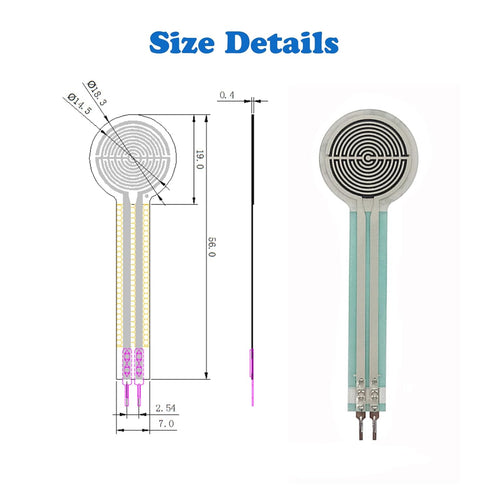 Force Sensing Resistor, Pressure Sensor, 20G-6KG Force Sensor, High Precise Flexible Force Gauge for Home Industry (2 Pack)...