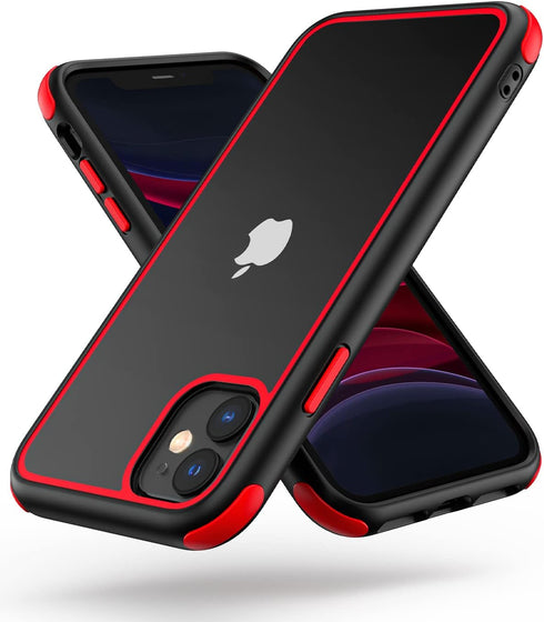 for iPhone 11 Crystal Clear Case, with Multicolor Protective Shockproof Bumpers, Not Yellowing Anti Scratch Transparent Hard PC Back & Soft Silico...