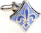 Fleur-de-lys Fleur De Lis Blue & White Pair Cufflinks in a Presentation Gift Box & Polishing Cloth (Fleur bld)...