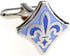 Fleur-de-lys Fleur De Lis Blue & White Pair Cufflinks in a Presentation Gift Box & Polishing Cloth (Fleur bld)...