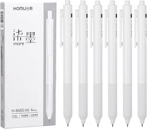 Premium Gel Roller Ball Pens, Fine Nib 0.5mm Pearl White Pen, 6PCS Black Gel Ink Smooth Writing Pen for School Office Household Goods Ideal Girls ...
