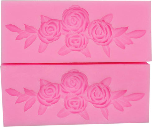 2 Pieces Four Roses Candy Silicone Mold Fondant Chocolate Candy Molds Sugar Craft DIY Cake Molds for Cake Topper Decor Desserts Ice Cube Candy Pud...