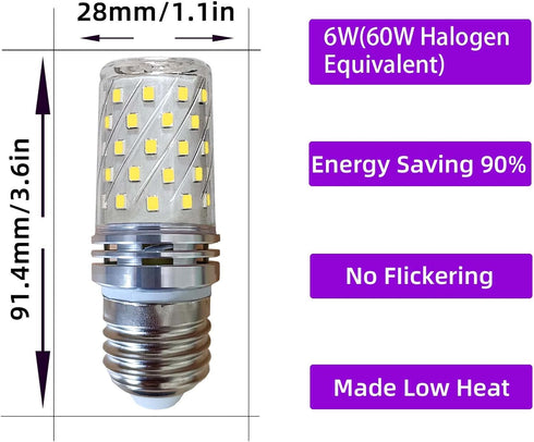 6 Pack E26 LED Light Bulbs 60w Halogen Equivalent Daylight White 6000K Dimmable 6w 600Lm AC 110V 120V 130V Medium Screw Base T10 Corn Bulb...