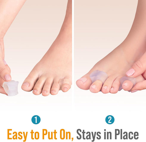 5 STARS UNITED Toe Spacers for Men & Women – 4 Big and 2 Pinky Gel Separators for Overlapping & Curled Toes, Bunions, Alignment - Diabetic Foot Ca...