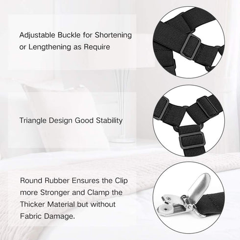 Foloda Bed Sheet Holders, 2 pcs Adjustable Fitted Sheet Straps Holders for Bed Corner, Sheet Fasteners Clips Suspenders lockers Gripper Scrunchie,...