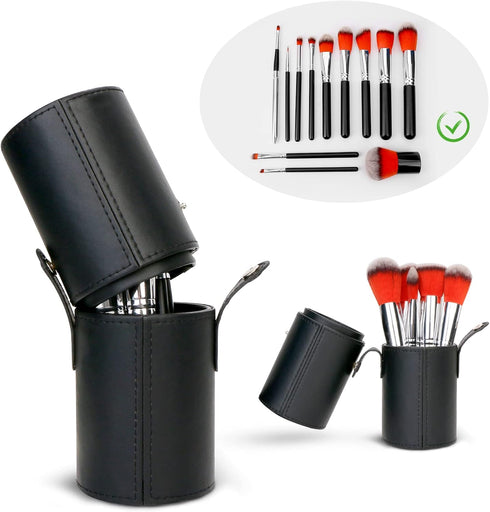 Yoseng Makeup Brush Holder with Lid,6.9" x 2.6" Organizer Travel Brushes Case Bag Cup Storage Display (Black)...