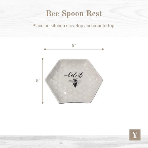 Youngs Ceramic Bee Spoon Rest, Large Spoon Holder for Stove Top for Cooking Spoons Spatula?Ladle, Heat Resistant Utensil Rest for Countertop, 5"x5...