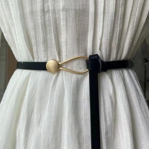 Women Skinny Leather Knot Belts,Thin Waist Belt for Dress Adjustable Tie Belt for Lady Fashion Knot Belt, Black, 105CM*1.6CM...