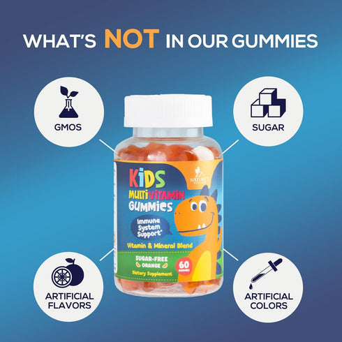 Nature's Nutrition Vitamins for Kids Multivitamin Gummies, Kids Vitamins Gummy Sugar Free, Vitamin C, B6, B12, D3 & Zinc for Children's Immune Sup...