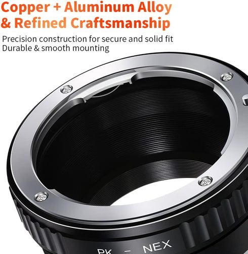 K&F Concept PK K Mount Lens to Sony NEX E-Mount Lens Adapter, Compatible with Sony NEX-3 NEX-3C NEX-3N NEX-5 NEX-5C NEX-5N NEX-5R NEX-5T NEX-6 NEX...