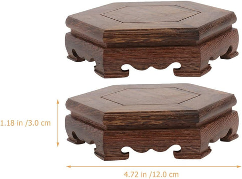 GANAZONO Wood Planter Riser 2pcs Wood Stool Rustic Plant Stand Chinese Style Planter Pedestal Flower Pot Display Rack Tabletop Fish Tank Base Hand...