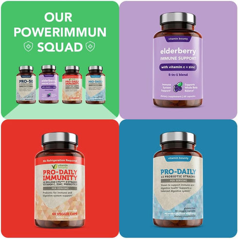Vitamin Bounty Pro-50 Probiotic - 50 Billion Organisms and 13 Probiotic Strains That Promote Gut Health, Digestive Health Probiotic, Delayed Relea...