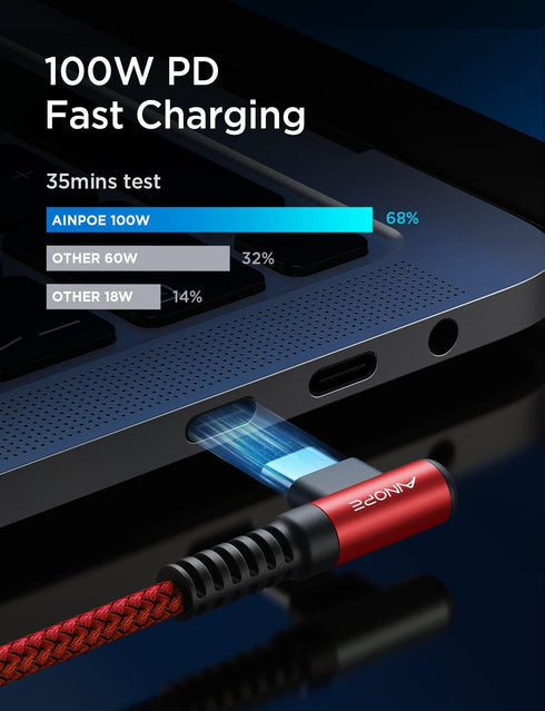 AINOPE 100W USB C to USB C Cable (6.6ft/6.6ft/10ft),Chubby Cable USB C,USBC to USBC Cable Fast Type C Charging Cable Fits for iPhone 15,MacBook Ai...