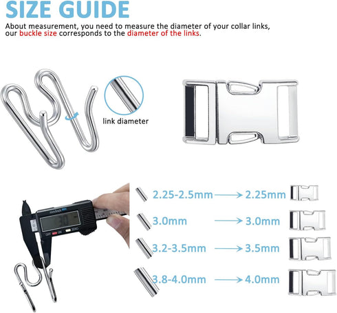 Fastener Stainless Steel Buckle 3.0mm for Small Medium Large Dogs Collar Steel Chrome Plated No Pull Dog Training Collar...