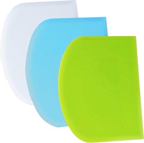 SURDOCA Dough Scraper Bench Scraper - 3P 4.7x3.7" Plastic Flexible Bowl Scraper, Sharp Edge & Angles Cake Scraper. Non-Slip Bakeware Decorating To...