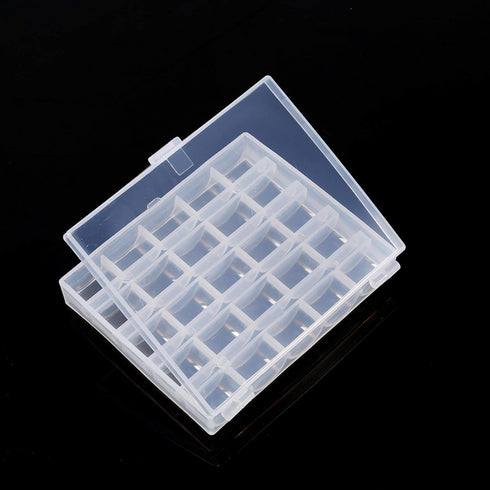 Sewing Machine Bobbins Box, Empty Bobbin Storage Organizer Hard Plastic Case Transparent 25 Slots Spools Class Container Sewing Craft Clear Box Th...