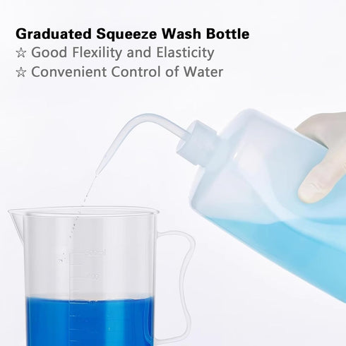 4PCS Plastic Graduated Cylinders Set 10ml 25ml 50ml 100ml, 5PCS Plastic Beakers Set 50ml 100ml 250ml 500ml 1000ml with 4PCS Pipettes,1PCS Plastic ...
