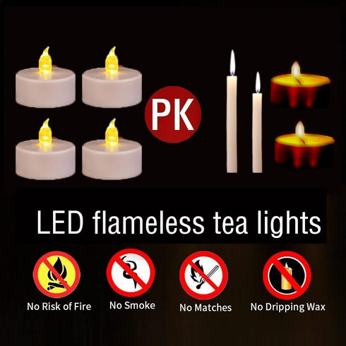 LED Tea Lights Candles- 24PACK Warm Yellow Flameless Candles Realistic and Bright Flickering Long Lasting 200Hours for Holiday Celebration,Party,H...