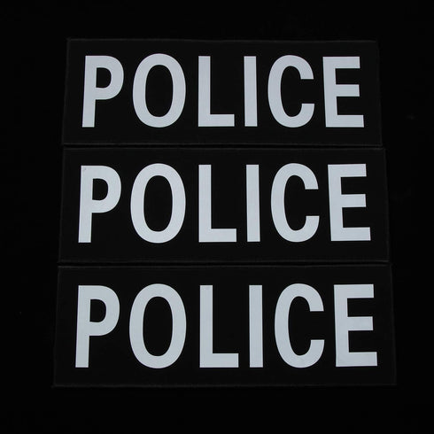 Syhood 3 Pieces Police Patches for Vest 11 x 4 Inches Reflective Ultra Black Police Panel Patches for Vest Jacket Back Panel...