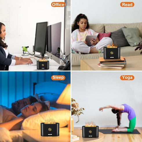 7-Color Diffuser Colorful Flame Diffuser Mist Humidifier Aromatherapy Diffuser with Waterless Auto-Off Protection for Spa Home Yoga Office...