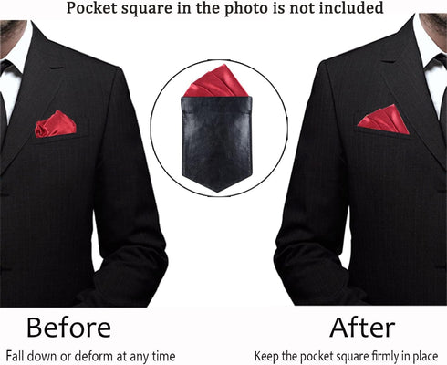 Pocket Square Holder Leather Pocket Square Holder for Men's Suit Handkerchief...