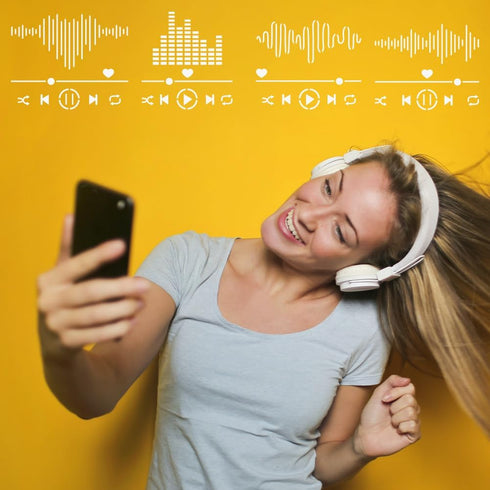 FINGERINSPIRE Music Player Painting Stencil 11.8x11.8 inch Reusable Music Playback Pause Pattern Stencil Music Themed Plastic Stencil for Painting...