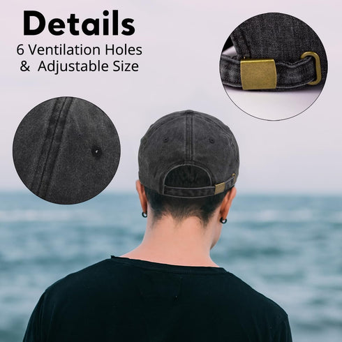 Cat Dad Adjustable Washed Cotton Baseball Cap, Funny Cat Retro Trucker Hat Gift for Men Grandpa Dad Cat Lover...