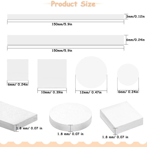 Zonon 24 Sheets Foam Dots Dual-Adhesive Foam Tapes 3D Square Strip Round Adhesive Mount for DIY Handmade Crafts, Card Making Or Office Supplies...