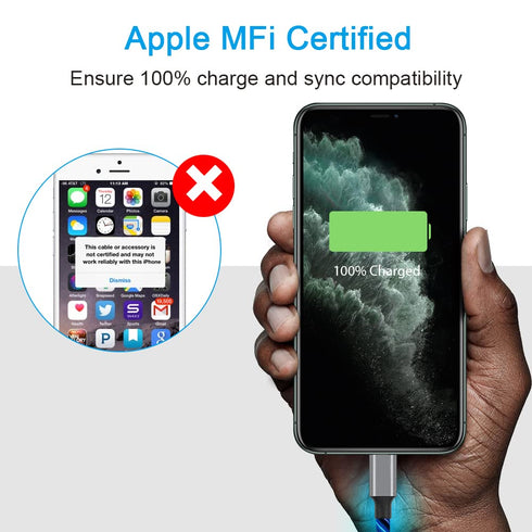 LED iPhone Light up Charger Cable, | Apple MFi Certified | USB A to Lightning Fast Charging Cord Compatible with iPhone 13 Pro Max 12 Mini 11 X XS...