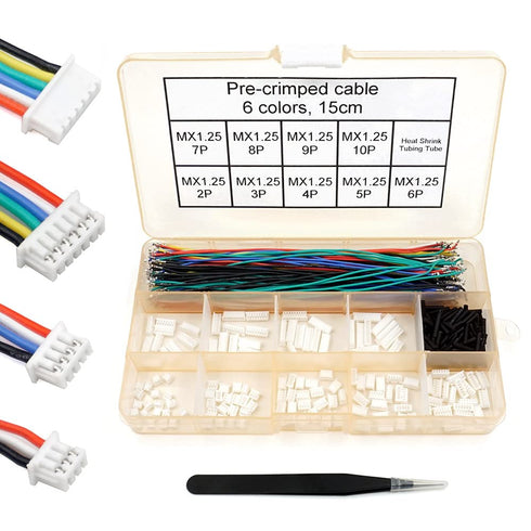 1.25mm Pitch Connectors and Pre-Crimped Cables Compatible with JST Molex PicoBlade 1.25mm for Pixhawk Silicone 15cm Wire...