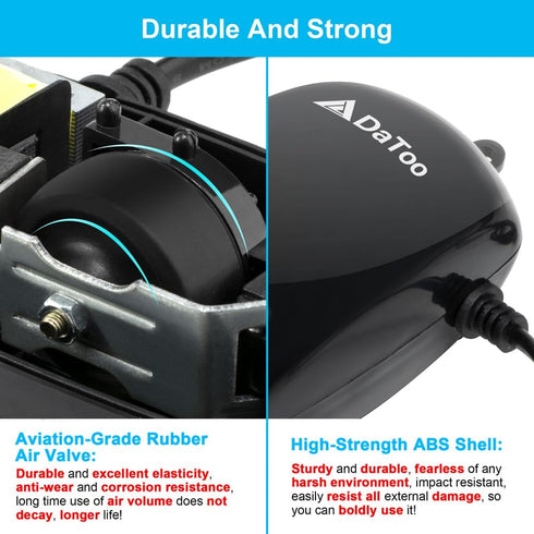 DaToo Aquarium Air Pump 2.5W/3W/4.5W 32GPH/64GPH/210GPH Powerful Airflow Fish Tank Oxygen Pump Single/Dual Outlet Quiet Aquarium Aerator with Comp...