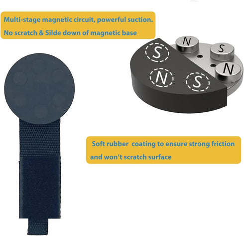 2 Pcs Heavy Duty Magnetic Hook Straps, Magnetic Tool Holders for Extention Cords, Powerful Cruise Garage Storage Hook Ties for Hanging Cables, Gar...