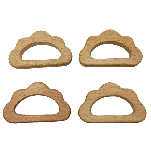 5pcs Natural Wood Cloud Shape Teether Toys DIY Teething Necklace Cute Animal Pendant Nursing Soothing Accessories (Cloud 5pcs)...