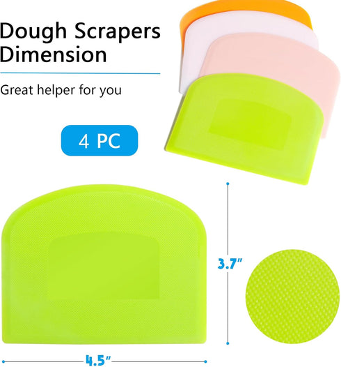 Dough Scraper Bench Scraper for Baking, 4 PCs BPA Free PE Plastic Flexible Bowl Scraper, Food-safe Plastic Dough Cutter for Bread Cake Dough Fonda...
