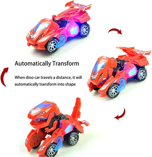 Transforming Dinosaur Toys,Transformer Toys for Kids Car for Boys age 3-5 Dino Car Dinotrux Toys for Kids with LED Light & Music Automatic Transfo...