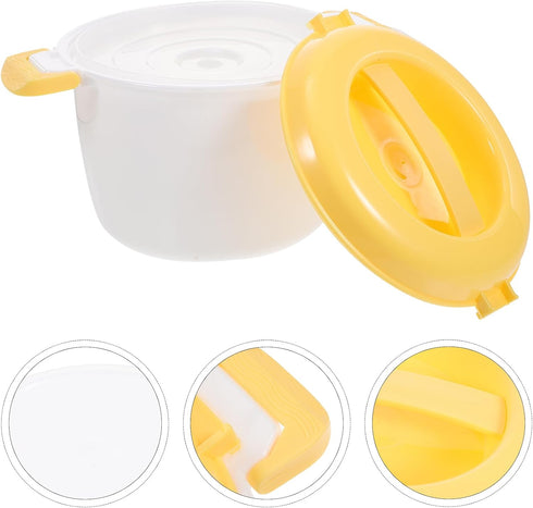 OSALADI 1L Microwave Rice Cooker Mini Rice Cooker Steamer Keep Warm Function for Soups Stews Grains Oatmeal Yellow...