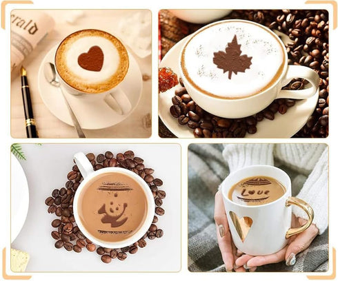 38 Cookie Stencils + Latte Art Pen, Cake Decoration Templates for Coffee, Cappuccino & More...