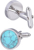 Dome Natural Turquoise Stone Cufflinks Jewelry for Men Stainless Steel Classic Tuxedo Shirt Unique Business Wedding...